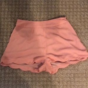 High waisted scalloped peach shorts